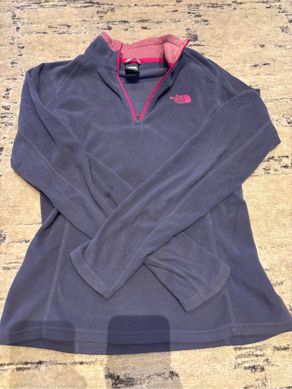 The North Face Women's Navy Fleece Quarter-Zip with Pink Accents